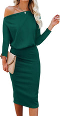 Ezbelle Women Off The Shoulder 3/4 Sleeve Batwing Midi Dress