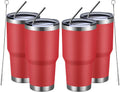 MEWAY 30oz Insulated Tumbler With Lids and Straws - 4 Pack Coral Red