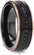Astro Flat Brushed Black Titanium Ring with Rose Gold Inside - Modern