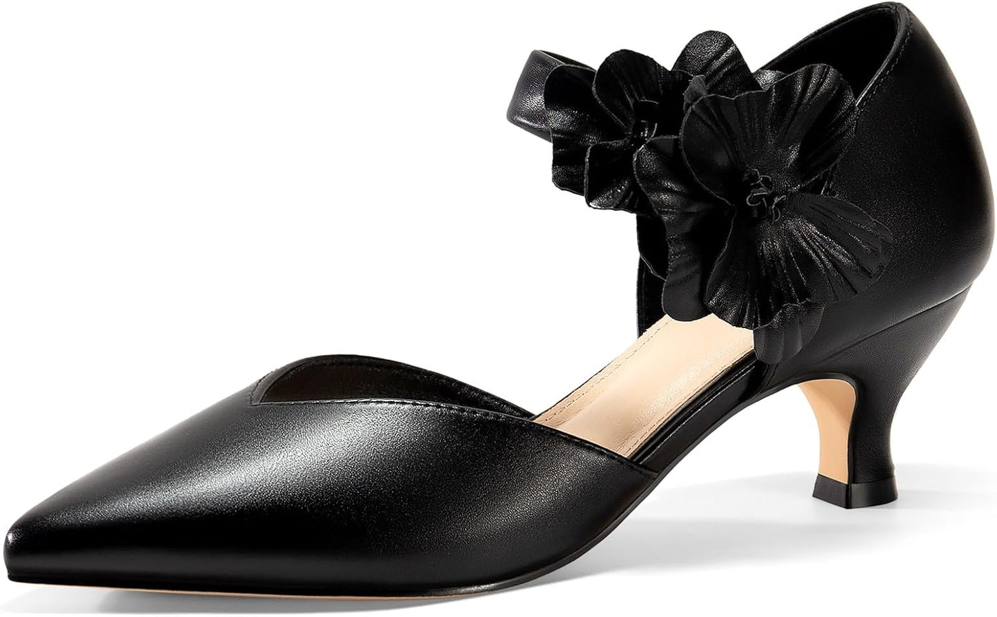Coutgo Womens Low Kitten Heels Dressy Shoes for Any Occasion