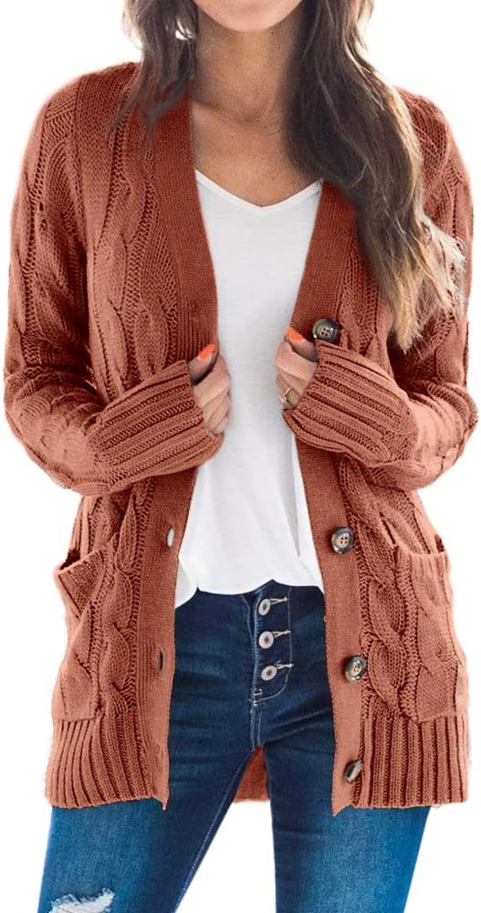 Goranbon Women's Cable Knit Cardigan for Stylish Comfort