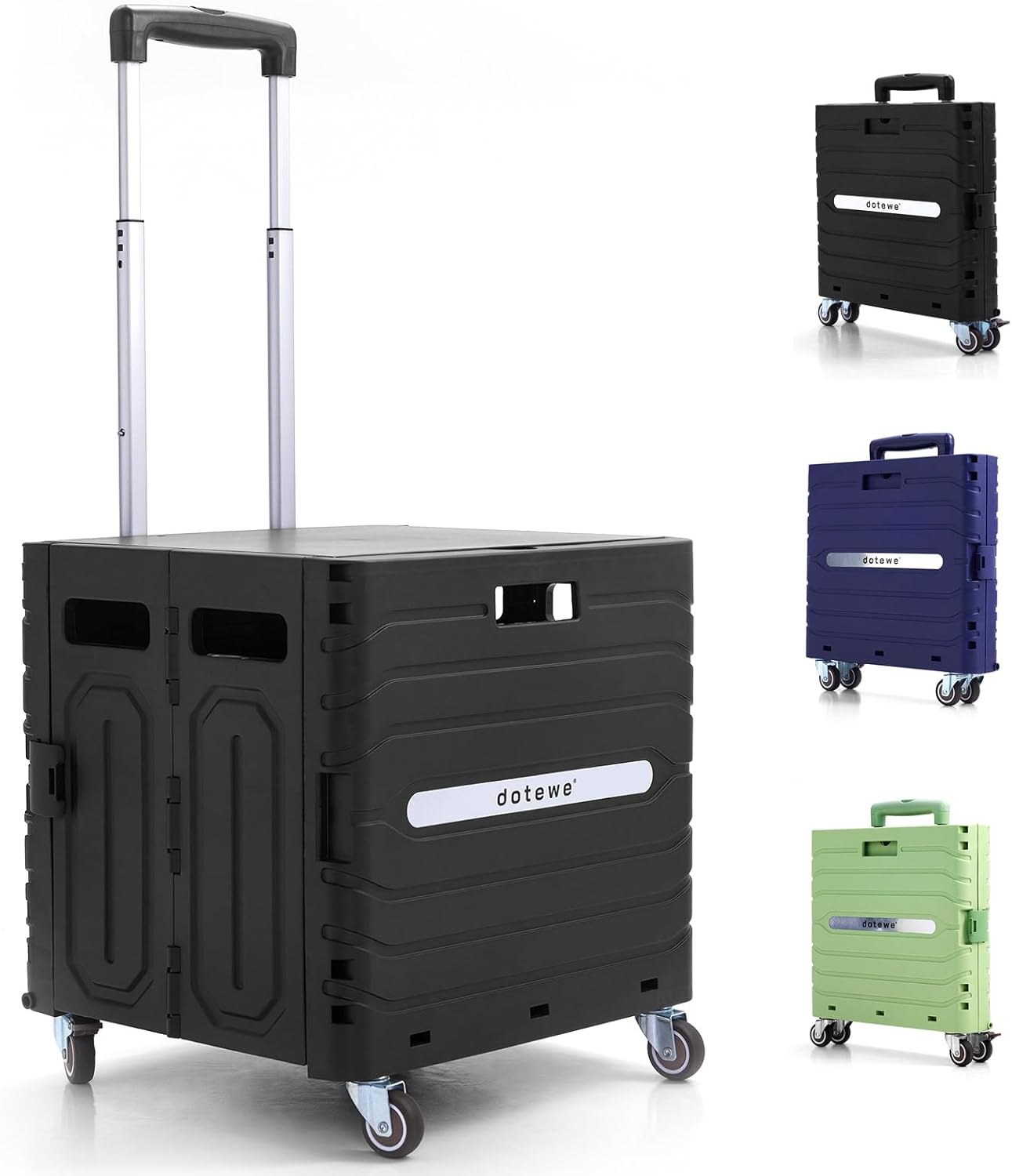 Folding Utility Cart Black Portable Rolling Crate Handcart
