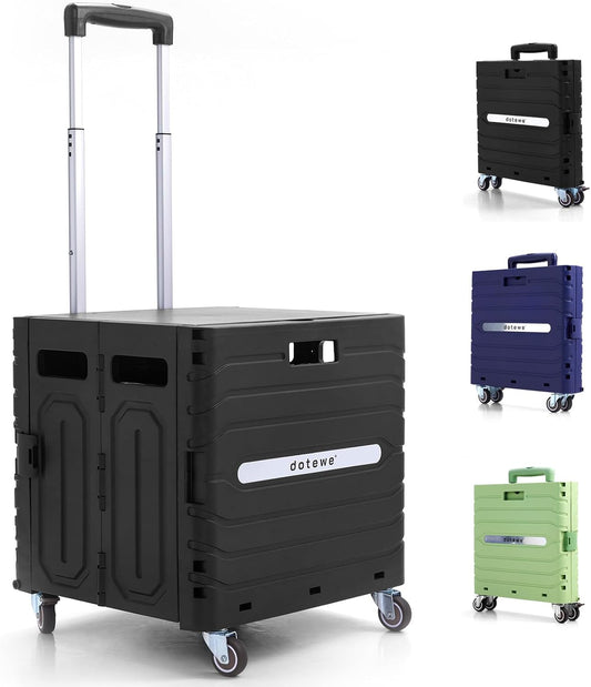 Folding Utility Cart Black Portable Rolling Crate Handcart
