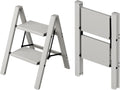 2-Step Aluminum Step Ladder Misty Gray - 330lb Capacity Folding Stool
