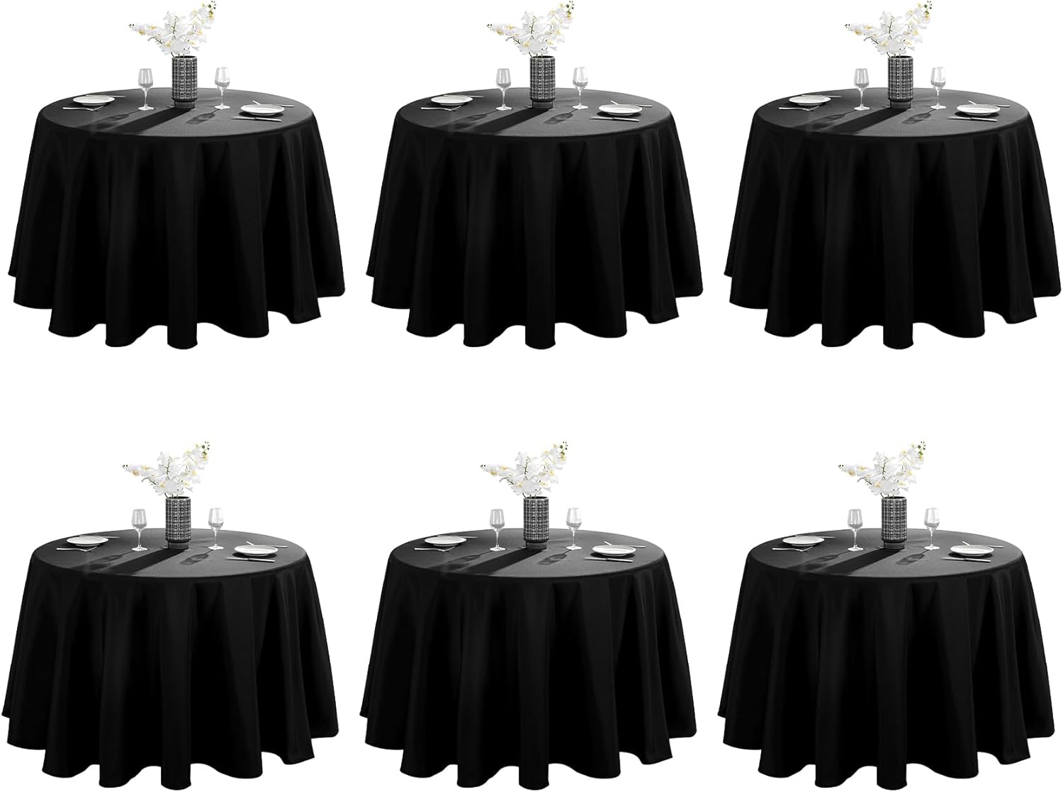 VidaFete 6 Pack 120in Round Tablecloth for Dining and Parties