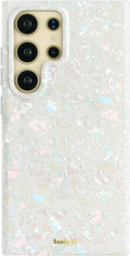 SCORPIFY Compatible Samsung Galaxy S25 Ultra Case - Clear Pearl Design