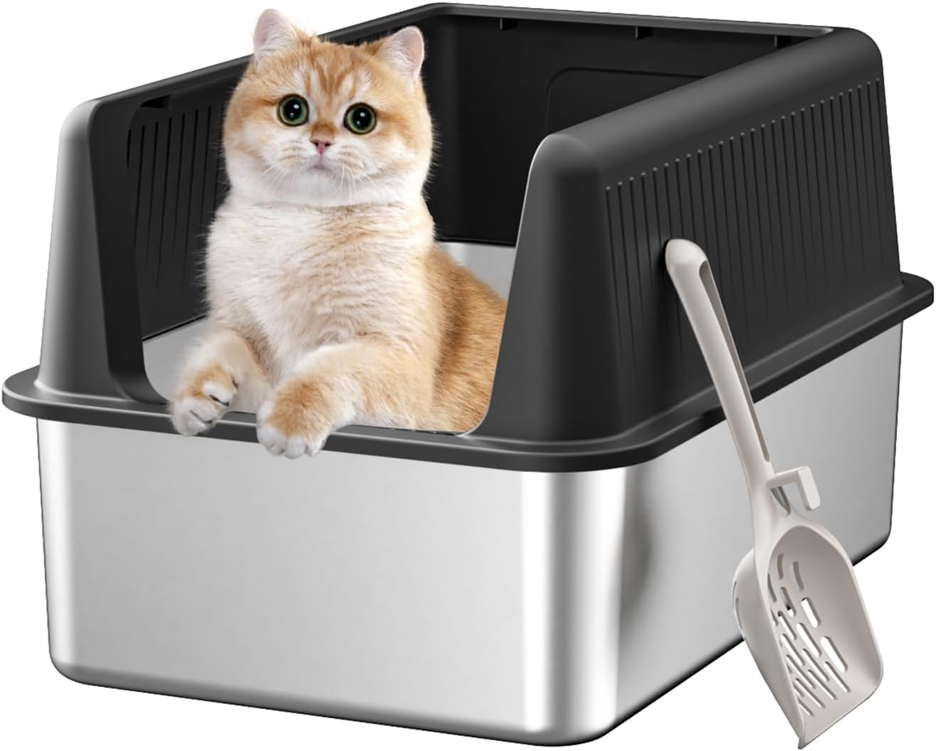 Stainless Steel Cat Litter Box with Lid for Easy Cleaning