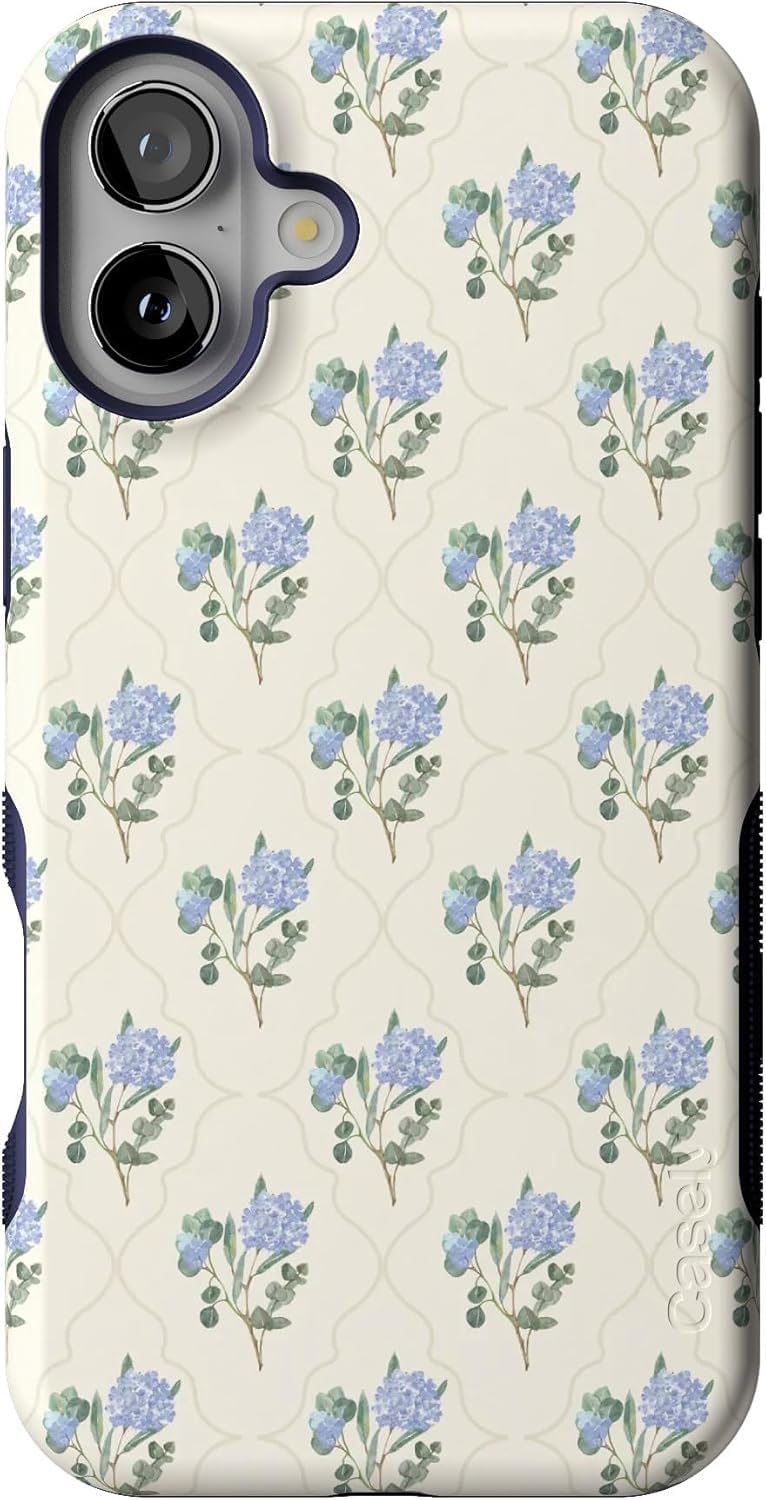 Casely iPhone 16 Case - Vintage Garden Blue Hydrangea Design