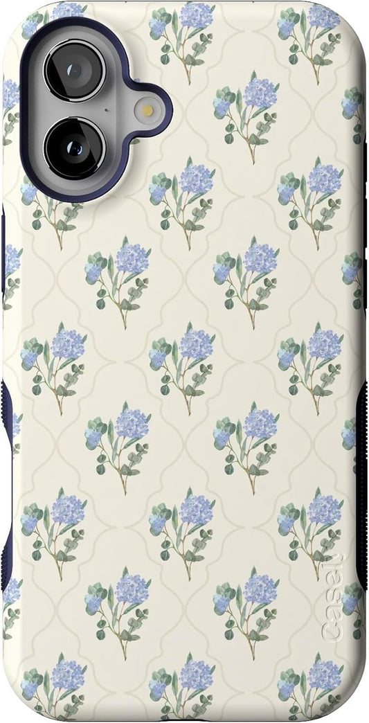Casely iPhone 16 Case - Vintage Garden Blue Hydrangea Design