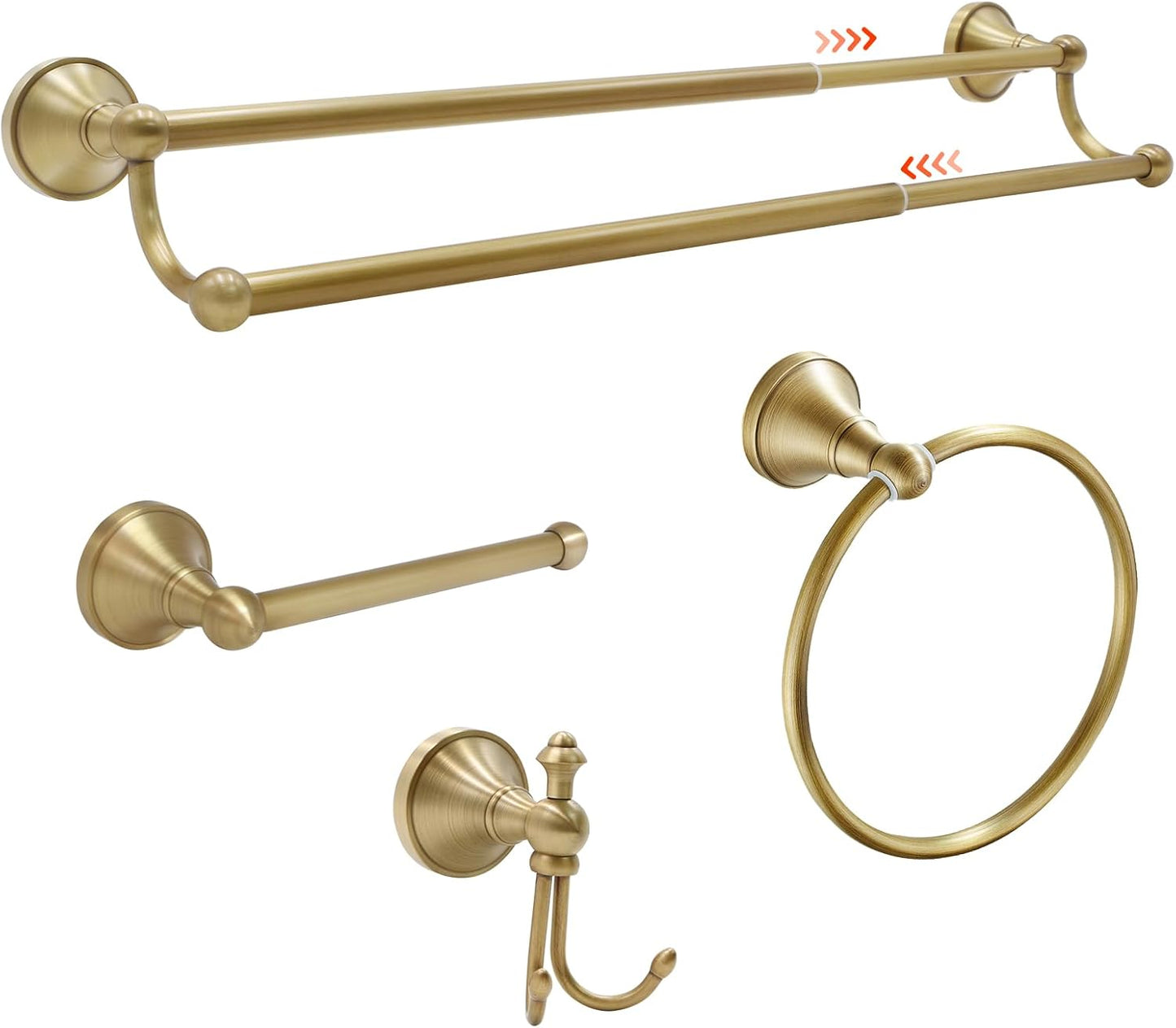 4 Piece Antique Brass Bathroom Accessories Set for Elegant Spaces