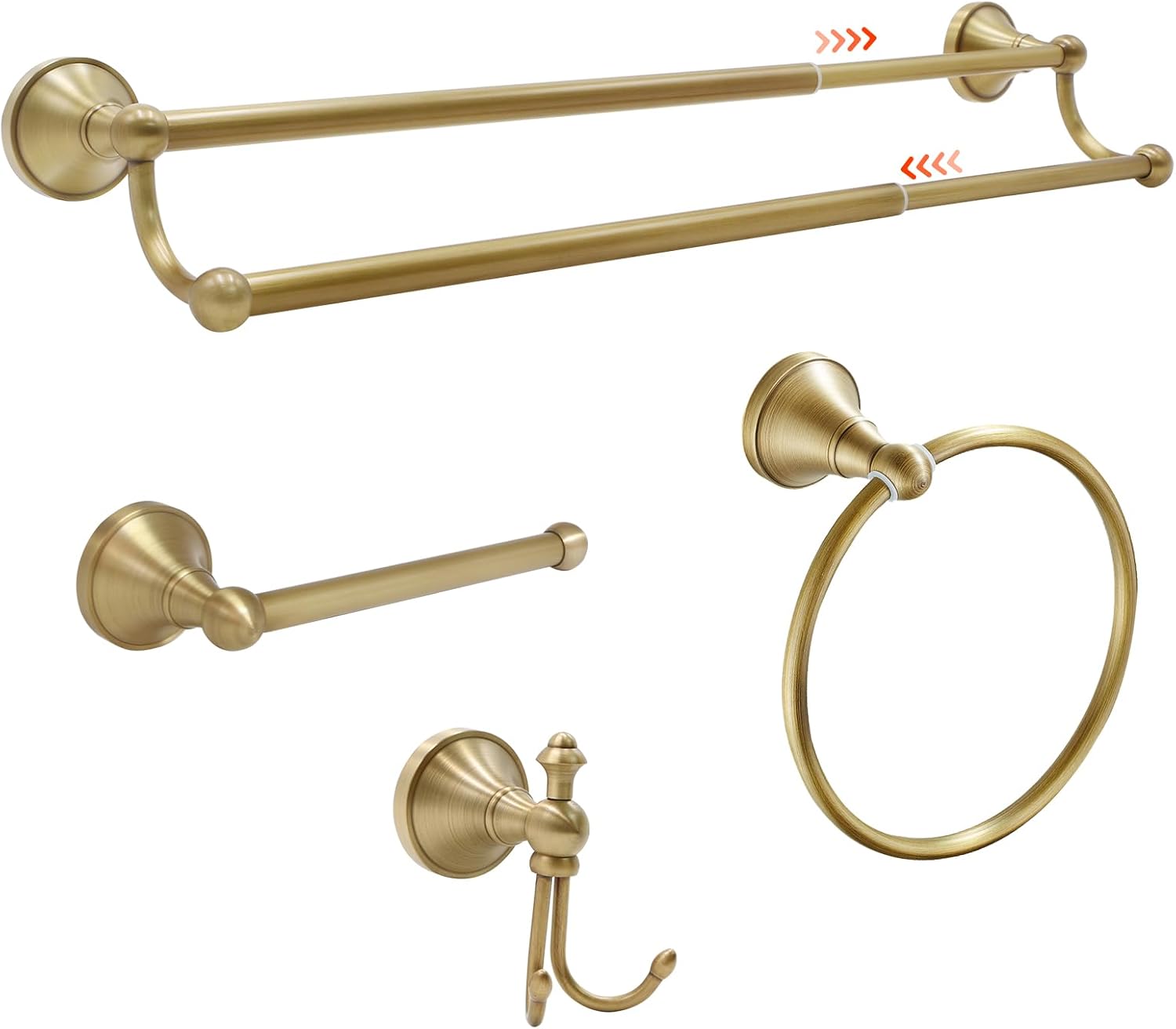 4 Piece Antique Brass Bathroom Accessories Set for Elegant Spaces