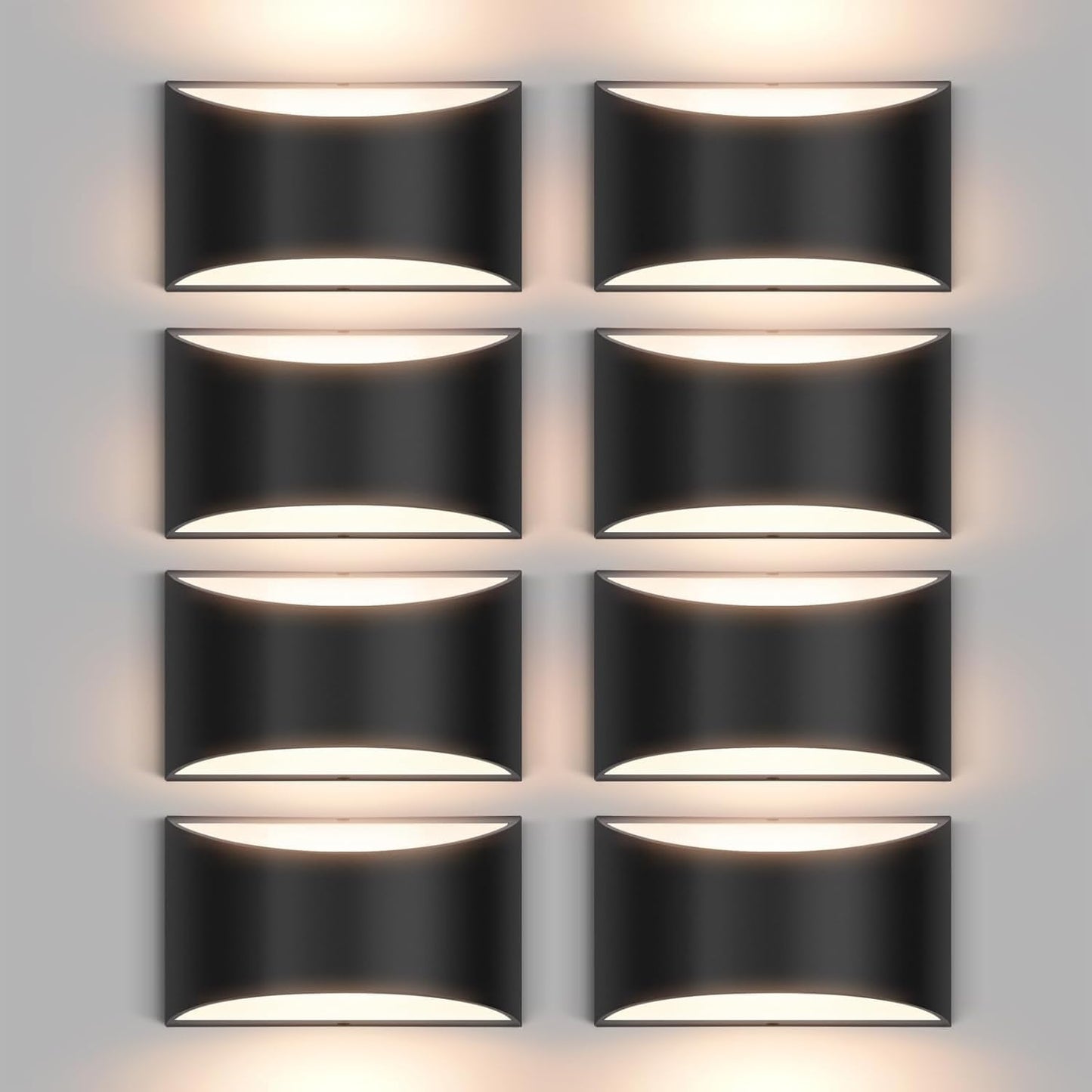 8 Pack Black Modern LED Wall Sconces for Elegant Indoor Lighting
