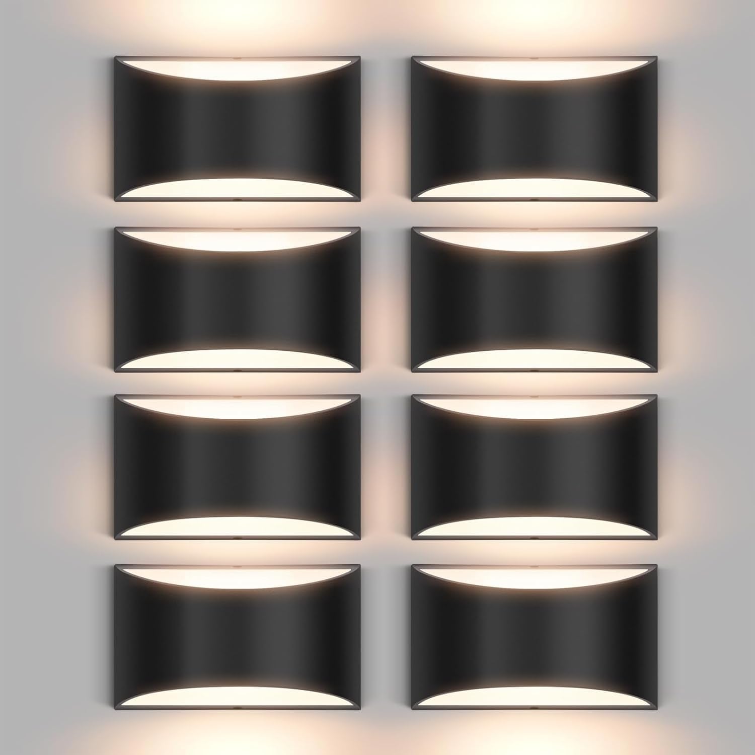 8 Pack Black Modern LED Wall Sconces for Elegant Indoor Lighting