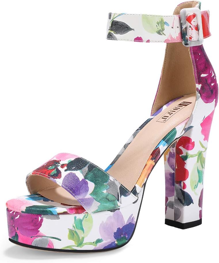Sabrina Platform Block Chunky High Heels for Women Open Toe