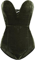 Women Strapless Velvet Bodysuit Top - Back Lace Up Fit Guide