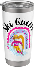 Ski Queen Insulated Stainless Steel Tumbler for Women - Boho Rainbow