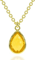 Genuine Gemstone Necklace for Women - Dainty Citrine Pendant