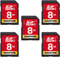 GIGASTONE 8GB SD Card 5-Pack for Full HD Video Recording