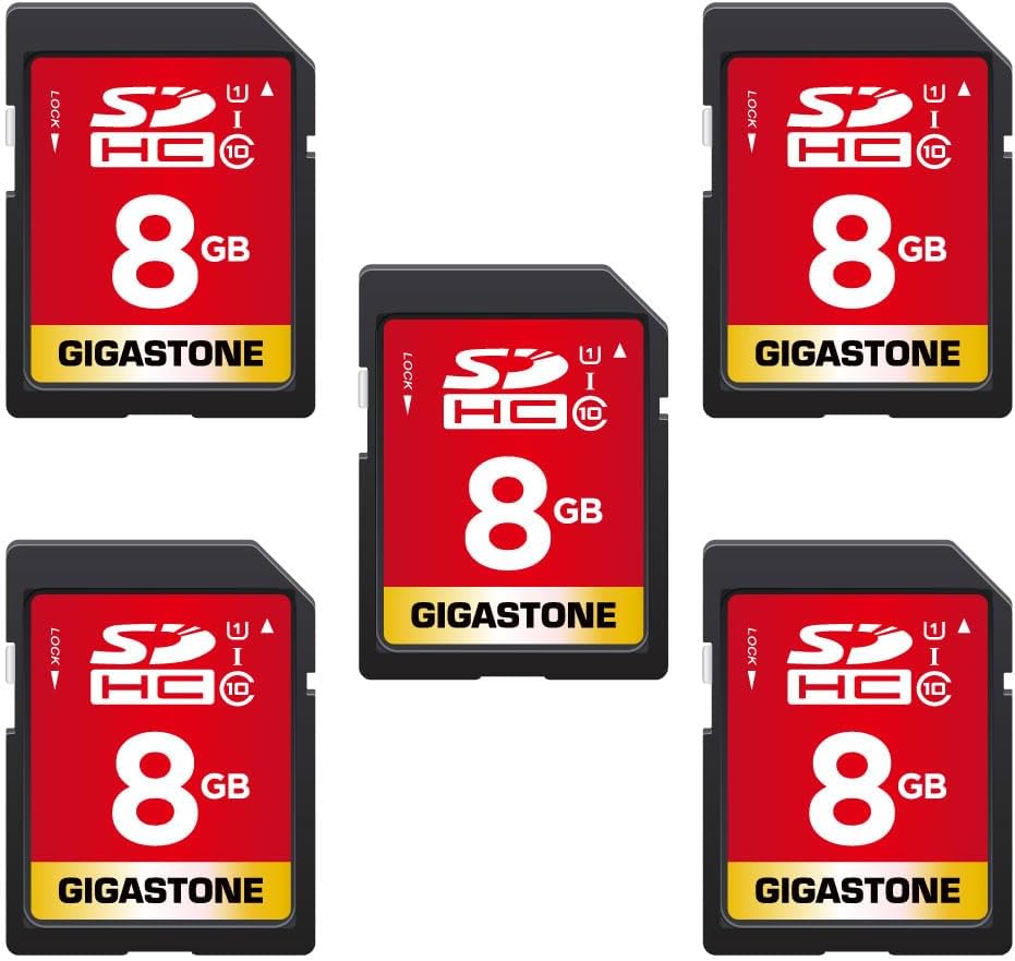 GIGASTONE 8GB SD Card 5-Pack for Full HD Video Recording