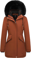 Women's Long Down Parka with Detachable Faux Fur Hood - Warm Fit