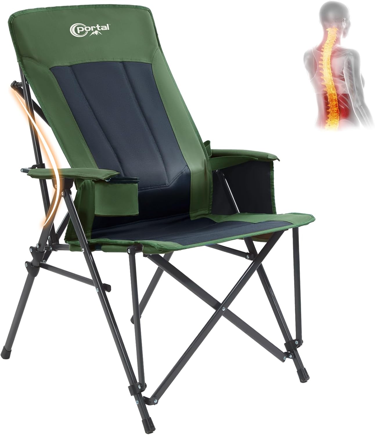 PORTAL Camping Chair with Adjustable Lumbar Support for Comfort