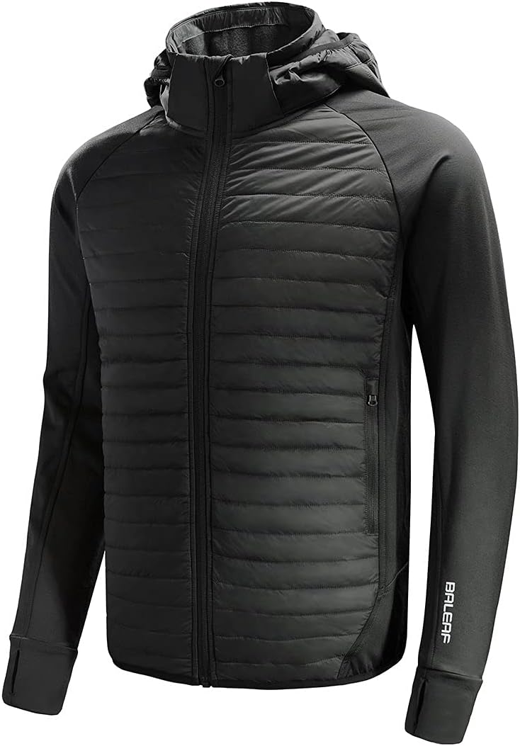 Baleaf Men's Running Jacket: Lightweight Warm Up Puffer Coat