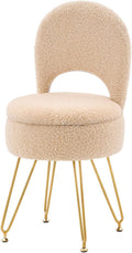 Storage Ottoman Vanity Stool Chair with Folding Back - Teddy Velvet