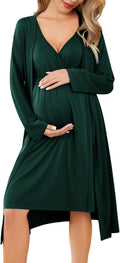 Ekouaer Maternity Nursing Gown and Robe Set - Comfortable (Style 2DLW)