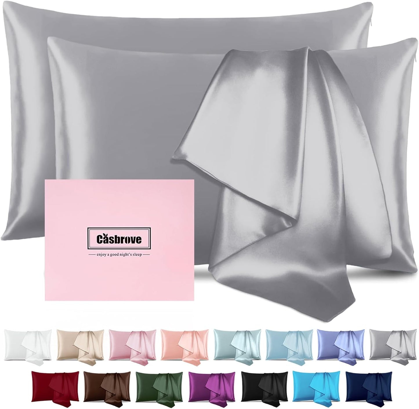 Silk Pillow Cases 2 Pack for Beauty Sleep and Skin Care