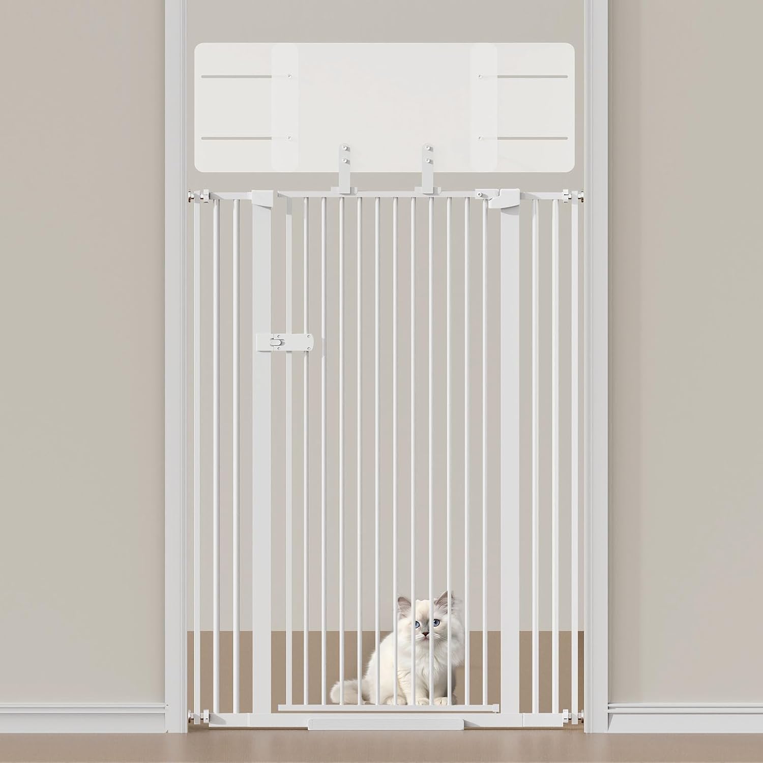 71 Inch Extra Tall Cat Gate with Acrylic Top Panel for Pets