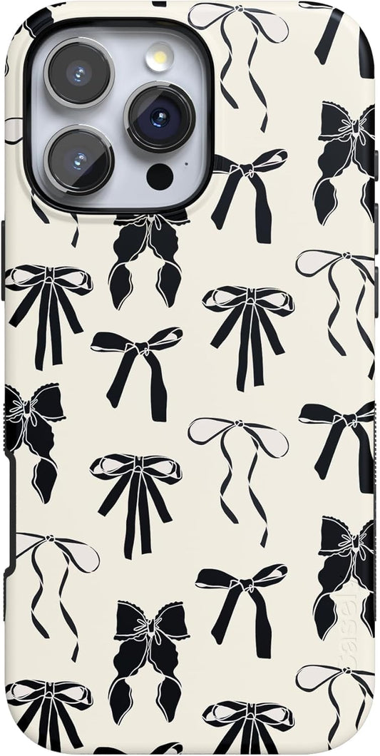 Casely iPhone 16 Pro Case - Goth Girlie Black Bows Design