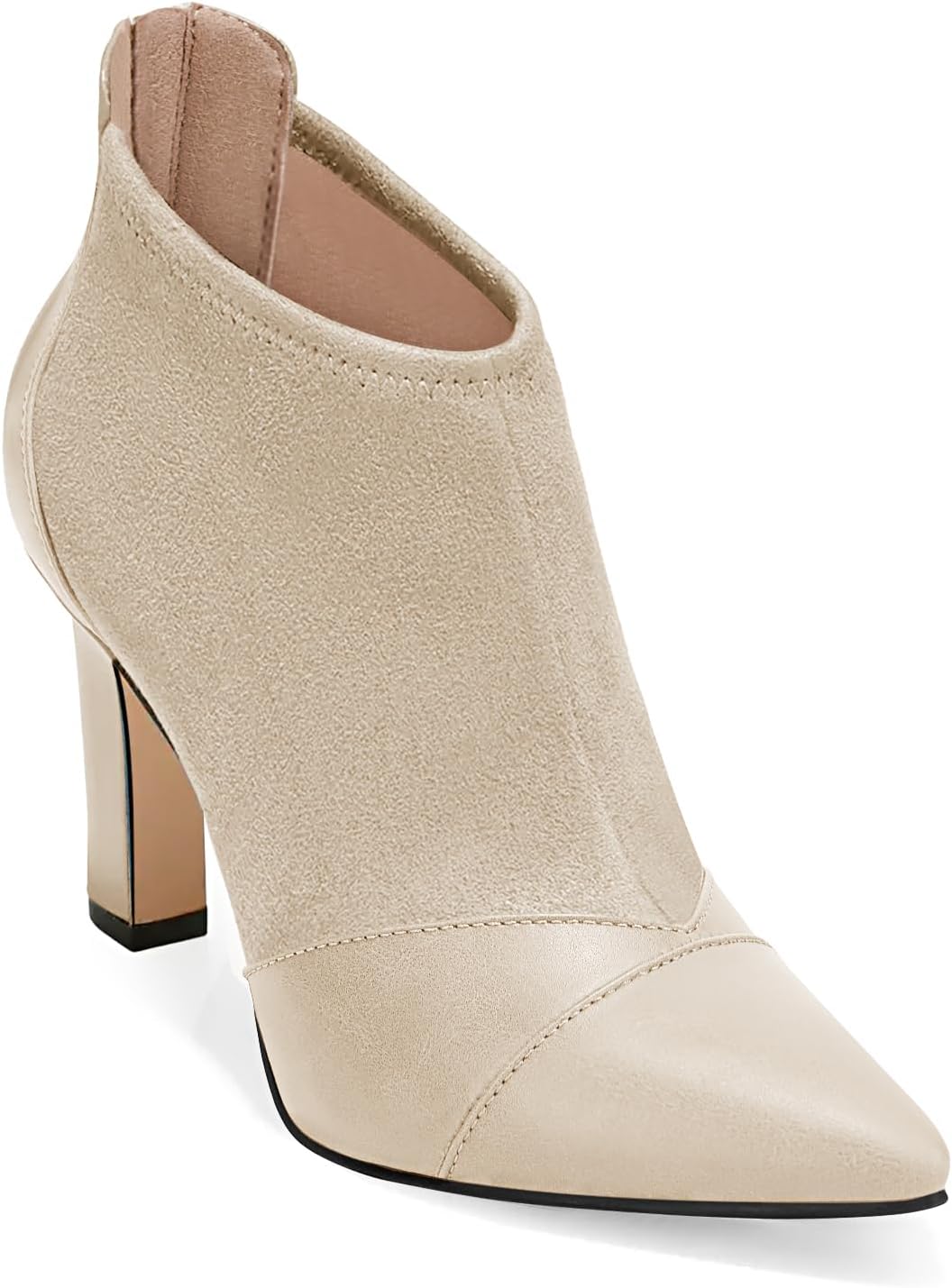 Coutgo Womens Ankle Booties with Pointed Toe and Stiletto Heel