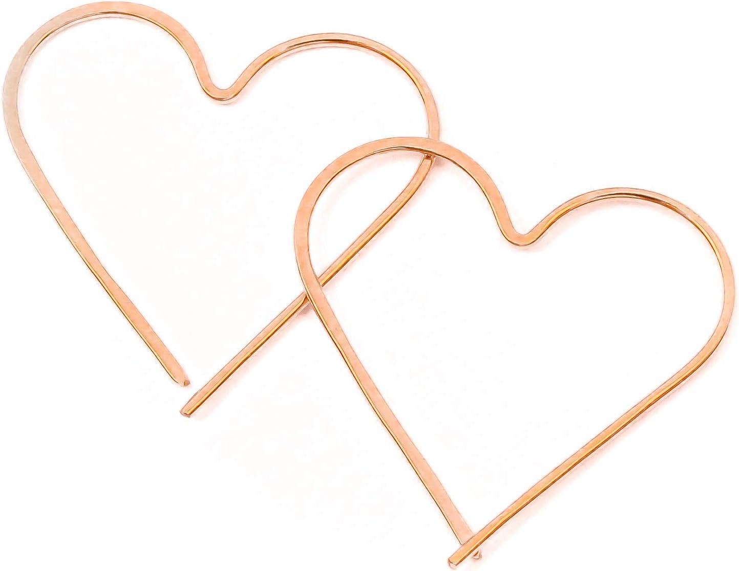 Thin Hammered Hoop Earrings in 14K Rose Gold Filled for Women