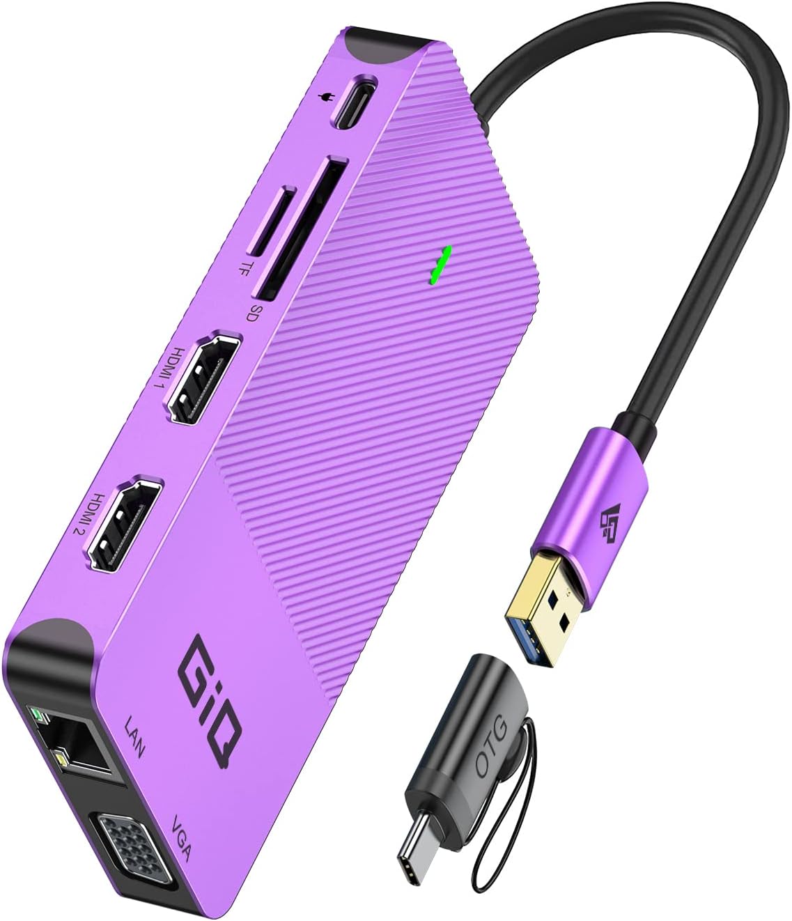 USB Docking Station GIQ USB C HUB for Dual HDMI VGA Adapter