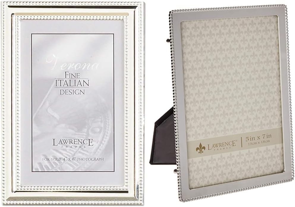 4x6 Silver-Plate Metal Picture Frame with Delicate Beading