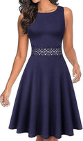 Women's Vintage Floral Lace Flared A-Line Swing Dress - Knee-Length