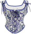 Womens Sexy Vintage 1920s Renaissance Lace Trim Corset Bustier