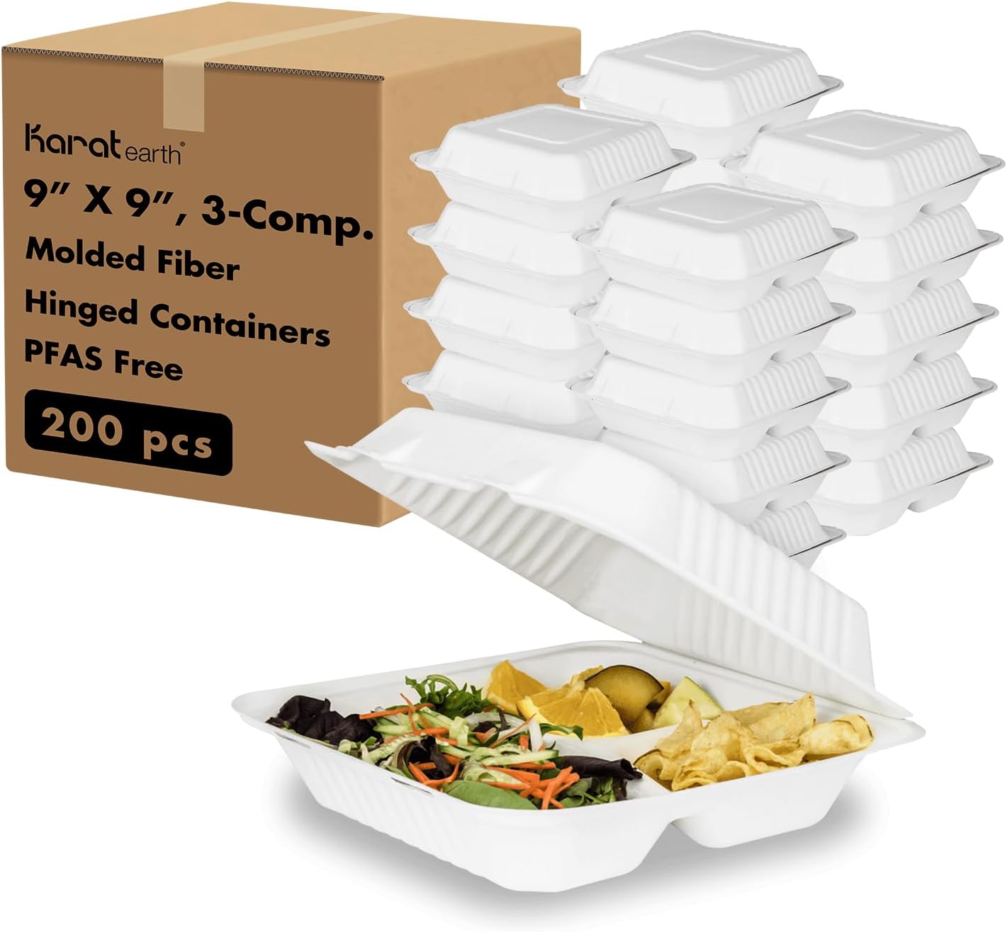 KARAT EARTH Clamshell Take Out Food Containers for Eco-Friendly Meals