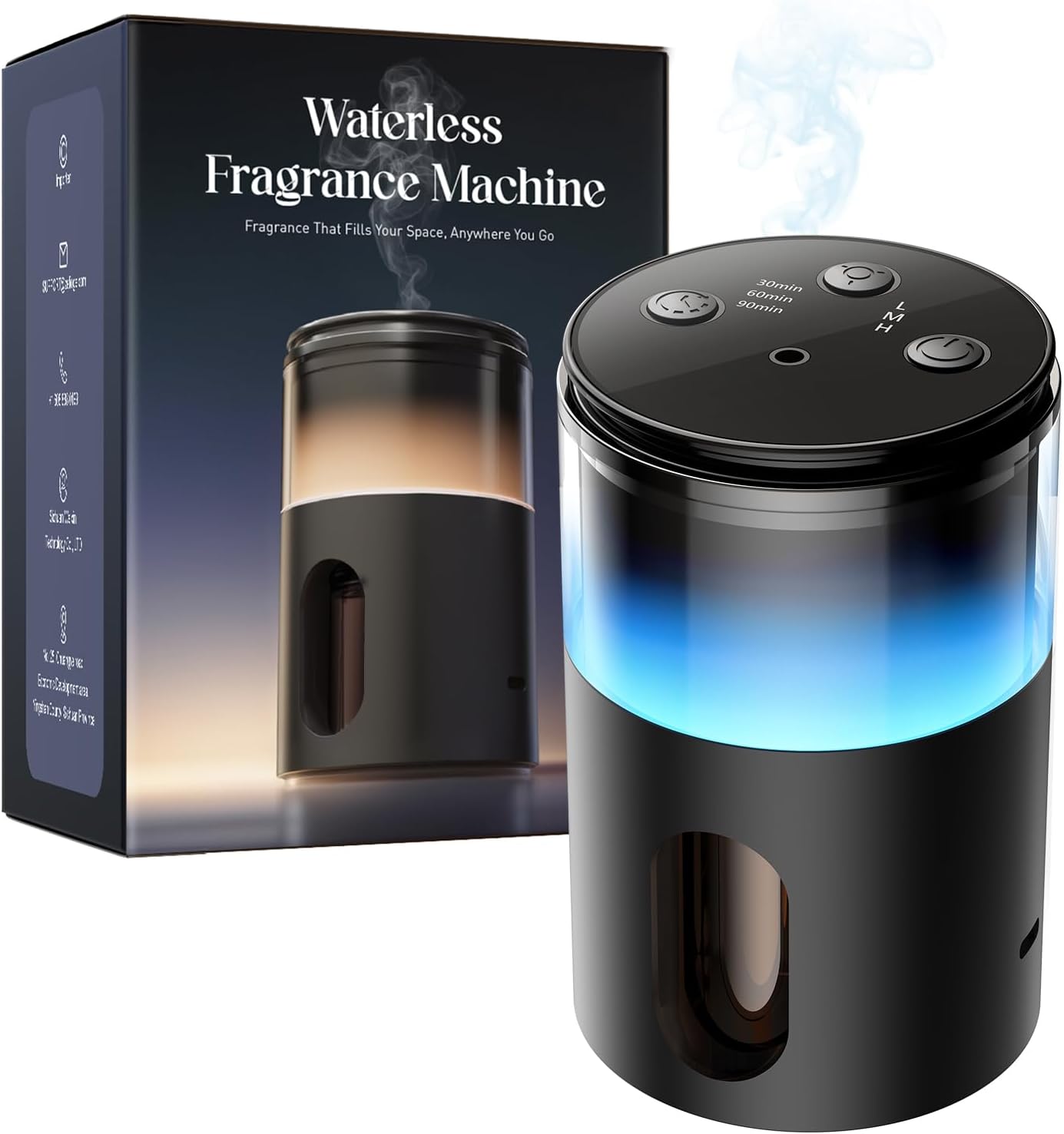 Waterless Essential Oil Diffuser with LED Light for Home and Car