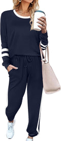 Aloodor Sweatsuit for Women 2 Piece Outfits Crewneck Pullover