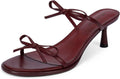 Modatope Two Strap Bow Tie Kitten Heel Sandals for Women - Elegant toe