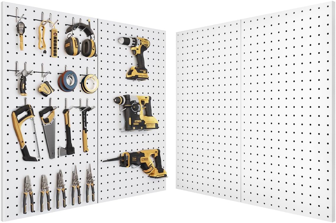 Heavy-Duty Metal Pegboard for Garage Tool Organization and More