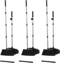 3-Pack Broom with Dustpan Combo Set - Large Capacity, Self-Cleaning