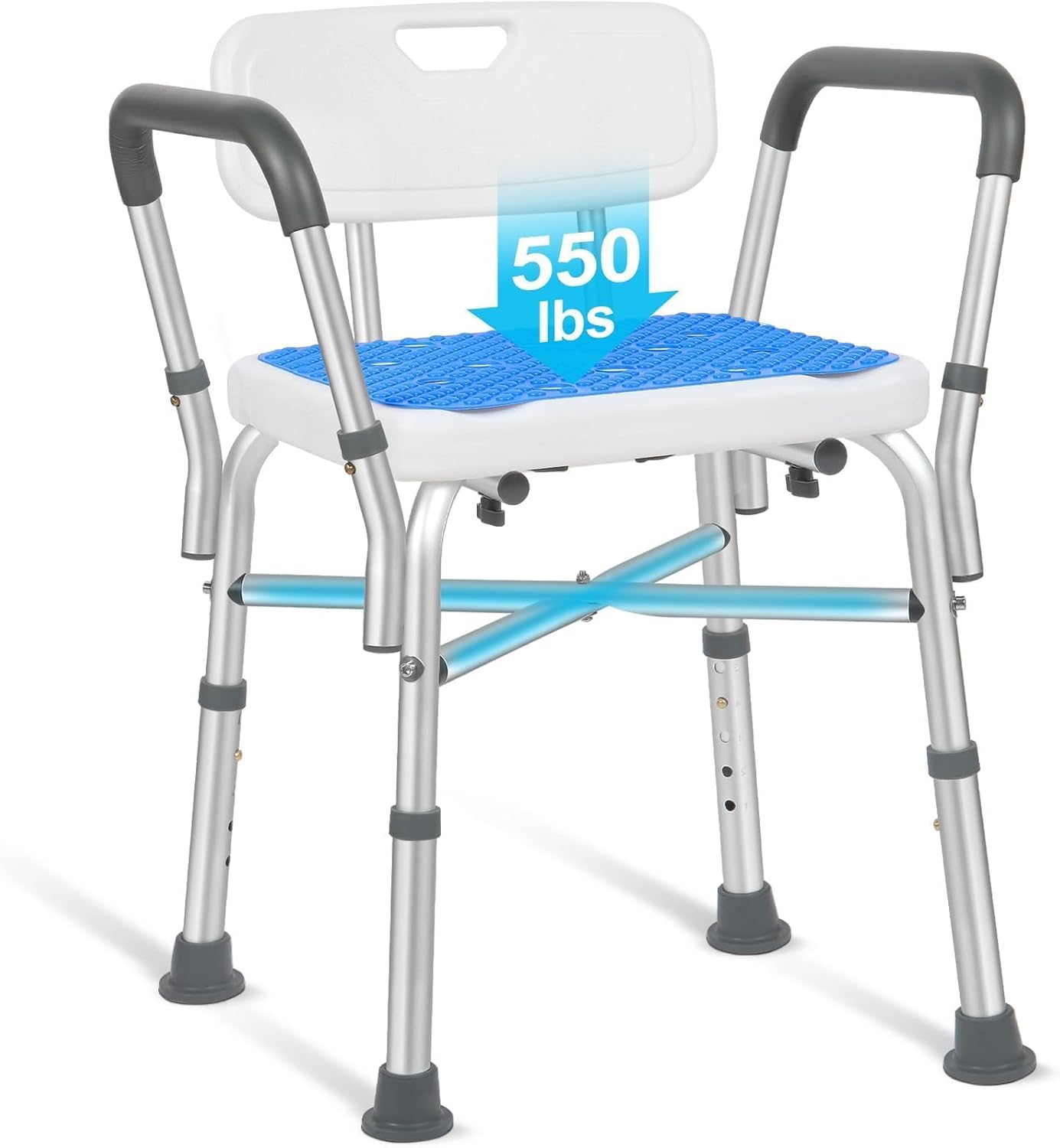 TABEKE 500lb Compact Shower Chair: Height Adjustable with Backrest
