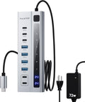Powered USB C Hub 9-in-1 - Hybrid Powered USB Hub for Fast Data