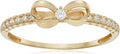 10K Gold Dainty Bow Ring with Round Cut Zirconia - Classic Dainty
