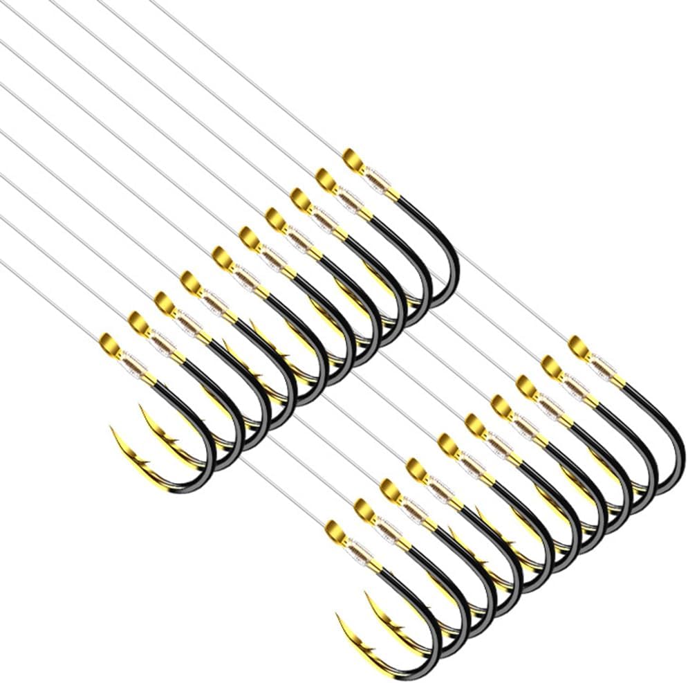 Dyxssm Pack of 20 Pre-Tied Small Fishing Hooks on Nylon Line