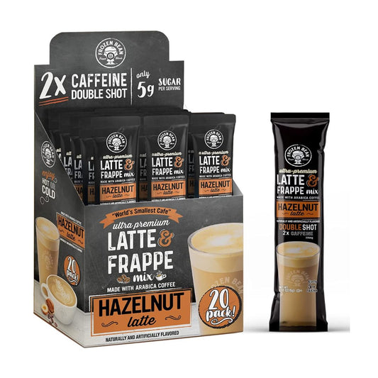Hazelnut Frappe Mix - Arabica Coffee, Double Caffeine, Low Sugar - (20 Sticks)
