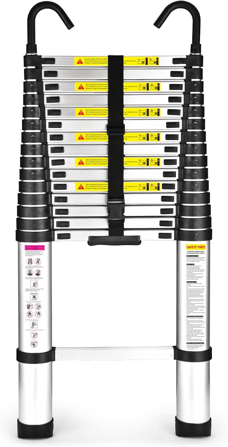 15.5 Ft Telescoping Ladder - Safe, Reliable, and Portable