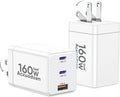 USB C Charger Block 160W 3-Port GaN Fast Charger - Travel Ready
